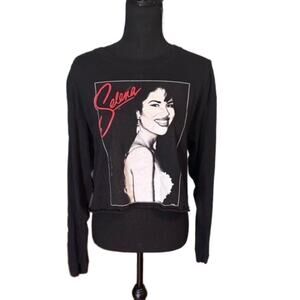 Selena Black Long Sleeve Crop Sweatshirt– Women’s Size L